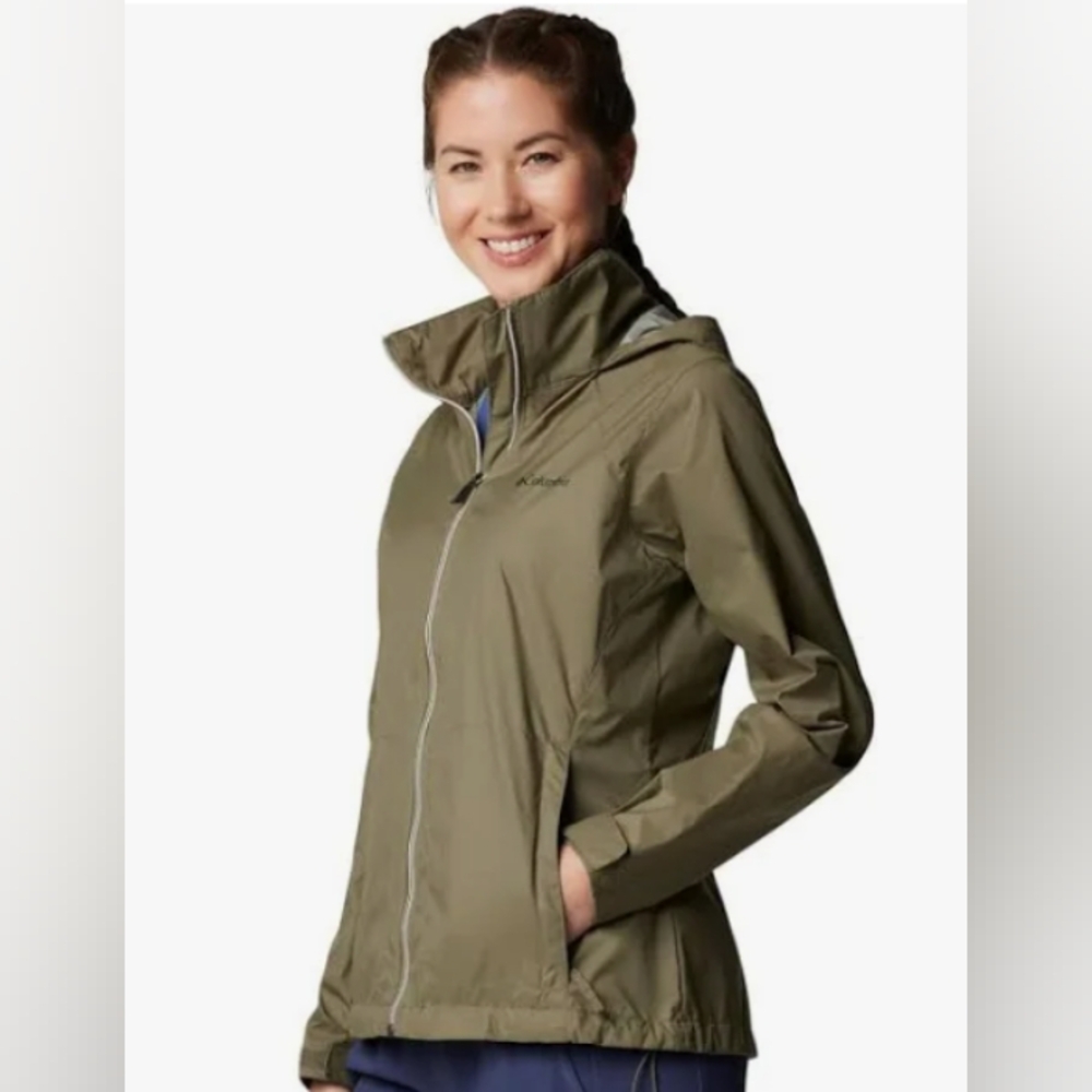 *nwot* olive green columbia switchback III rain jacket - women's size large